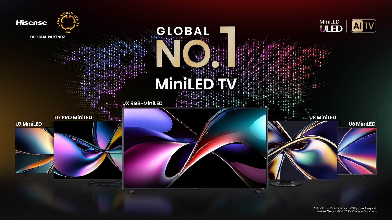 You are currently viewing Hisense Tops Global Rankings in Q1 2025 for MiniLED, 100-Inch+, and Laser TVs