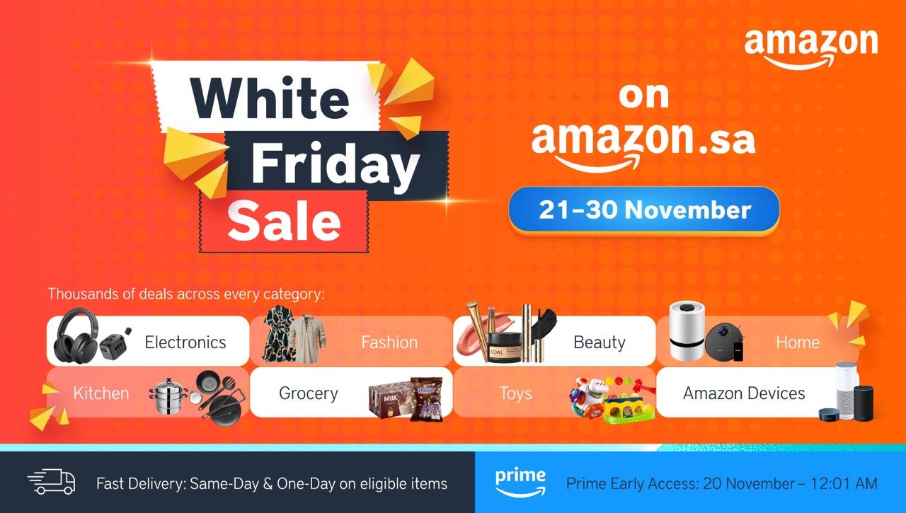 Read more about the article Amazon.sa White Friday Sale Returns with Thousands of Deals, Exclusive Discounts, Daily Offers, and Fast Delivery
