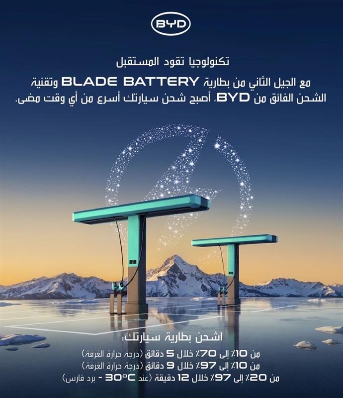 You are currently viewing BYD تكشف عن الجيل الثاني من بطارية Blade بمدى يتجاوز 1000 كيلومتر للشحنة الواحدة وتقنية الشحن فائق السرعة (FLASH)
